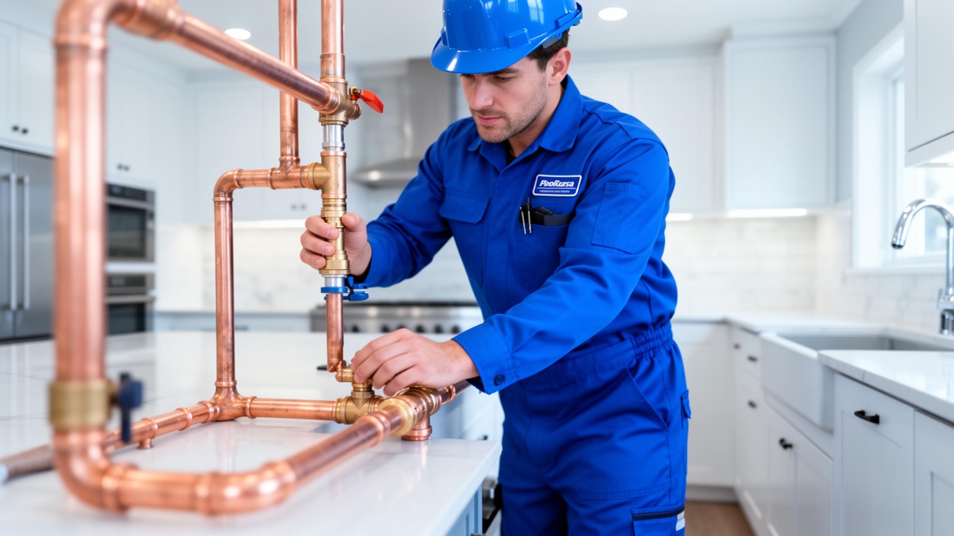 Técnico TekGás instalando tubulação de gás em residência em São Paulo